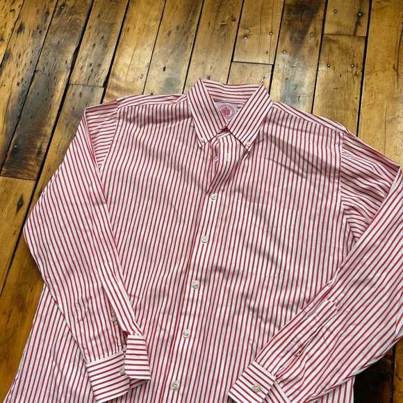 Vintage J. Press Shirt Mens 16 34 Red Pin Striped Button Down Made In USA Dress - Picture 2 of 7